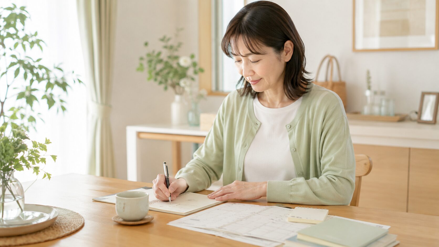 仕事の優先順位や体調メモを整えながら仕事への影響を整理する場面