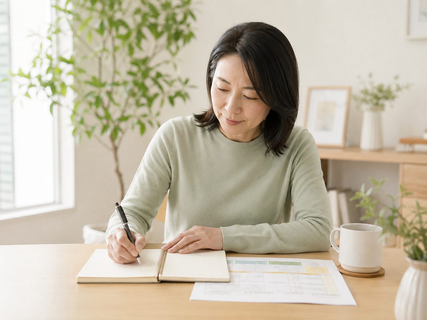 比較表を見ながら選択肢を確認する机上風景