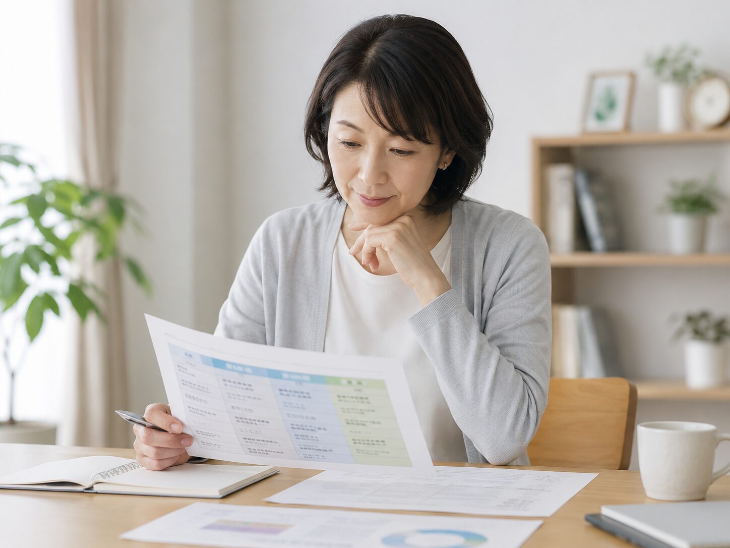 優先したいことをノートに書いて選択肢を整理する机上風景