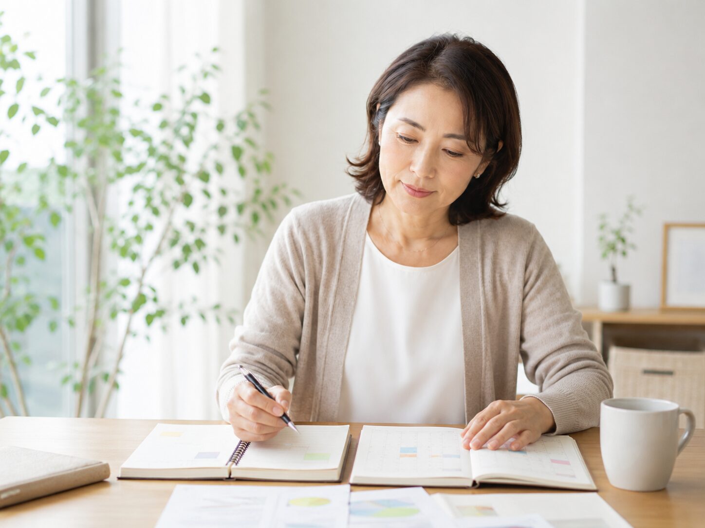 予定表と相談メモを並べて次に確認することを整理する机上風景