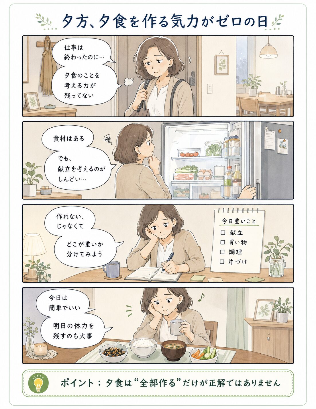 夕方に夕食を作る気力がない日の漫画コラム画像