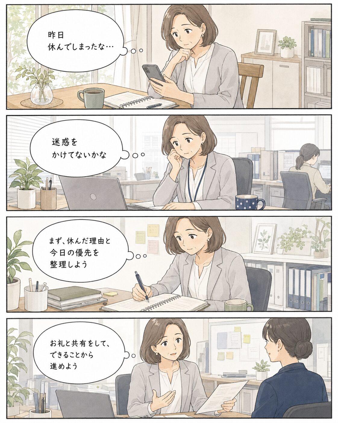 休んだ翌日に罪悪感が強い日の漫画コラム画像